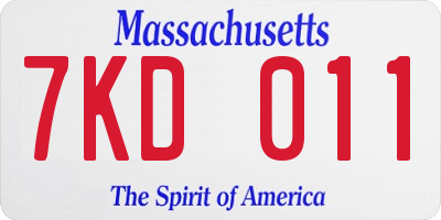 MA license plate 7KD011