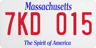 MA license plate 7KD015