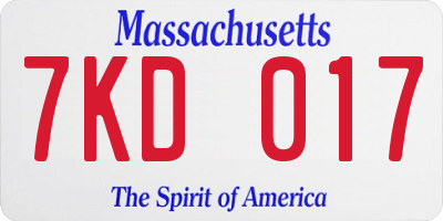 MA license plate 7KD017