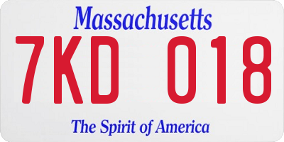 MA license plate 7KD018