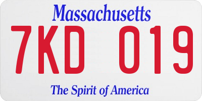 MA license plate 7KD019