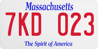 MA license plate 7KD023