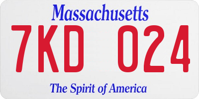 MA license plate 7KD024
