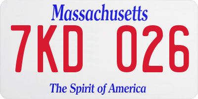 MA license plate 7KD026