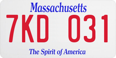 MA license plate 7KD031
