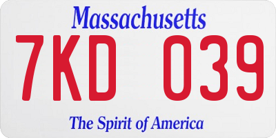 MA license plate 7KD039