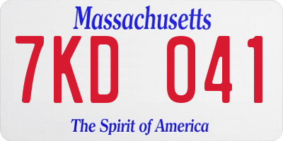MA license plate 7KD041
