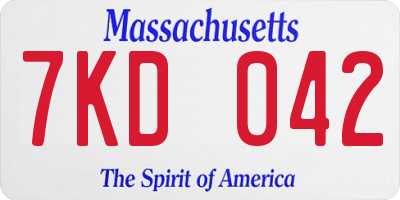 MA license plate 7KD042