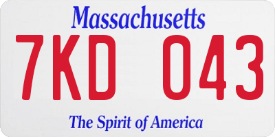MA license plate 7KD043