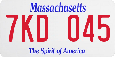MA license plate 7KD045