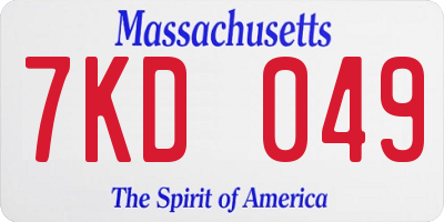 MA license plate 7KD049