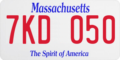 MA license plate 7KD050