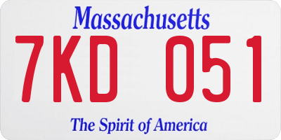 MA license plate 7KD051