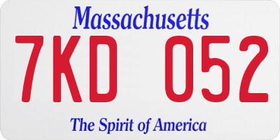 MA license plate 7KD052