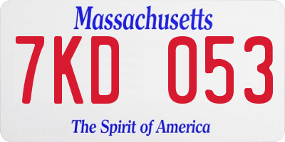 MA license plate 7KD053