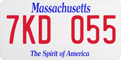MA license plate 7KD055