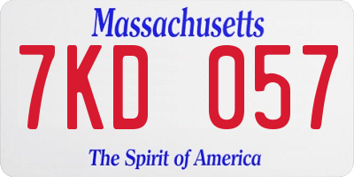 MA license plate 7KD057