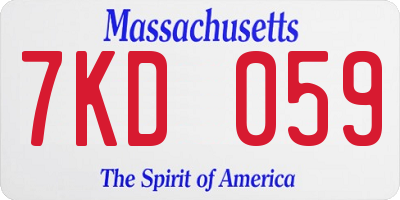 MA license plate 7KD059