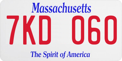 MA license plate 7KD060