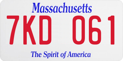 MA license plate 7KD061