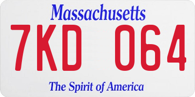 MA license plate 7KD064