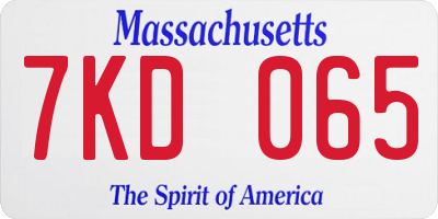 MA license plate 7KD065