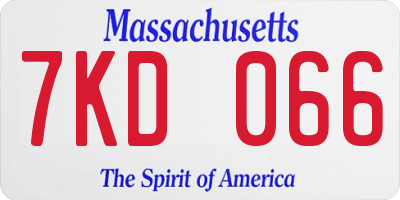 MA license plate 7KD066
