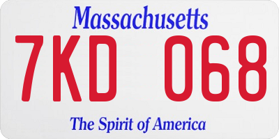 MA license plate 7KD068