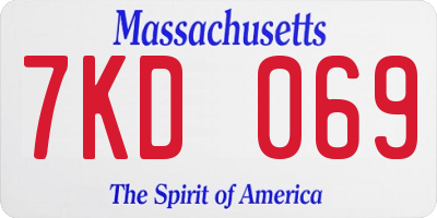MA license plate 7KD069