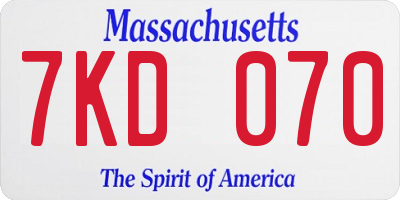 MA license plate 7KD070