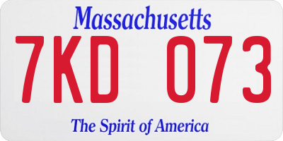 MA license plate 7KD073