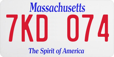 MA license plate 7KD074