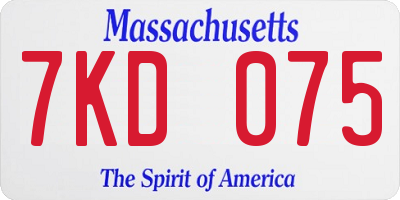 MA license plate 7KD075