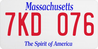 MA license plate 7KD076