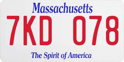 MA license plate 7KD078