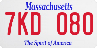 MA license plate 7KD080
