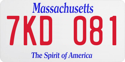 MA license plate 7KD081