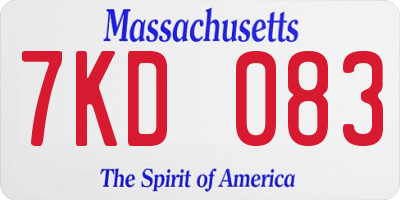 MA license plate 7KD083