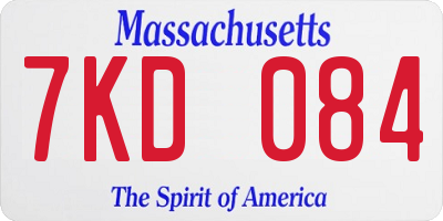 MA license plate 7KD084