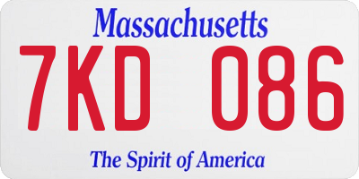 MA license plate 7KD086