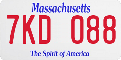 MA license plate 7KD088