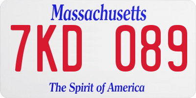 MA license plate 7KD089
