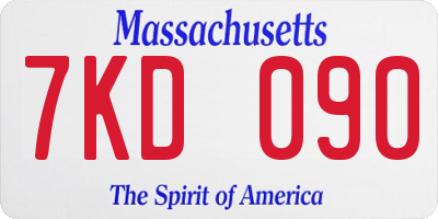 MA license plate 7KD090