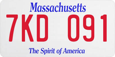 MA license plate 7KD091