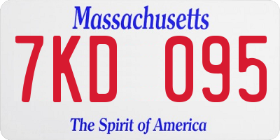 MA license plate 7KD095