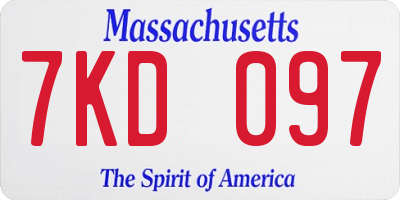 MA license plate 7KD097