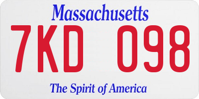 MA license plate 7KD098