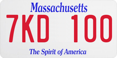 MA license plate 7KD100