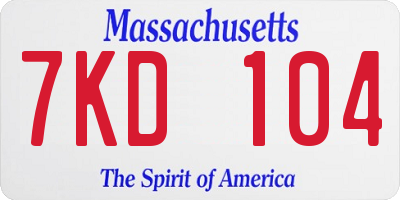 MA license plate 7KD104