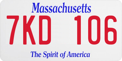 MA license plate 7KD106